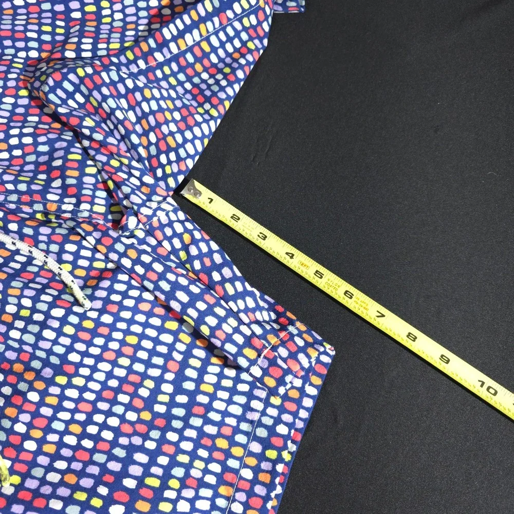Psycho Bunny Swim Trunks Men L Blue Multi Dot Print Drawstring Mesh Lined Shorts